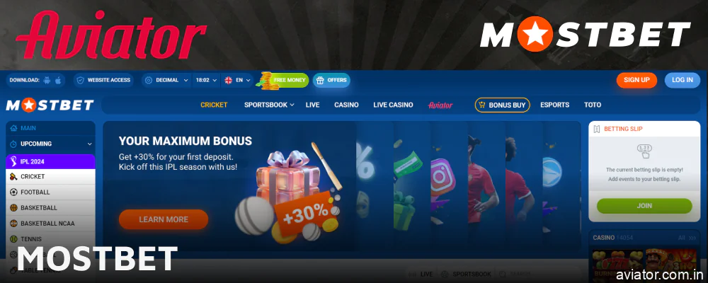 How to register for Aviator at Mostbet India