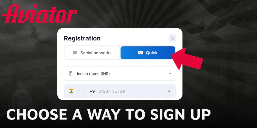 Select your preferred sign-up method to get started with Aviator
