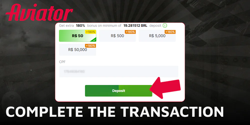 Complete the transaction to start your Aviator session