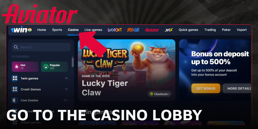 Enter the game lobby to find Aviator