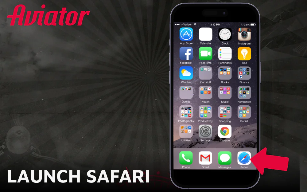 Use Safari to access the Aviator app download page