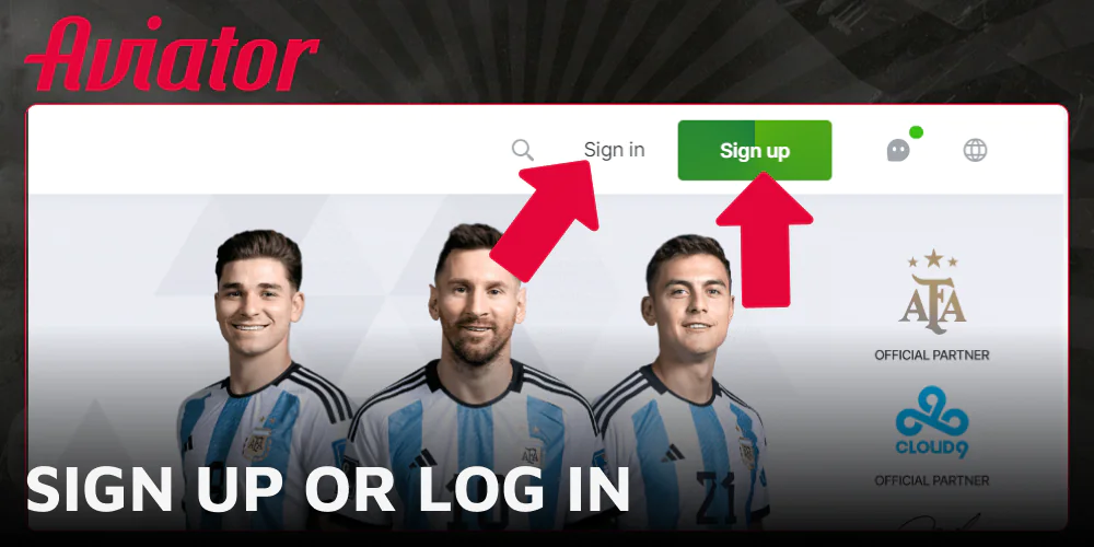 Register or sign in before you start playing Aviator