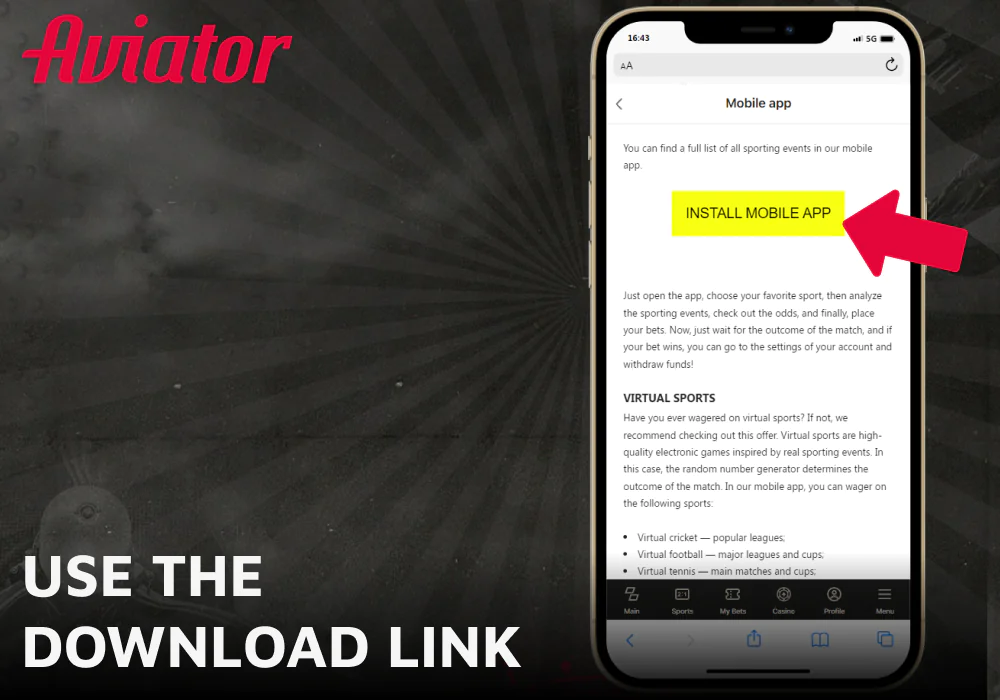 Use the provided link to download the Aviator app to your gadget