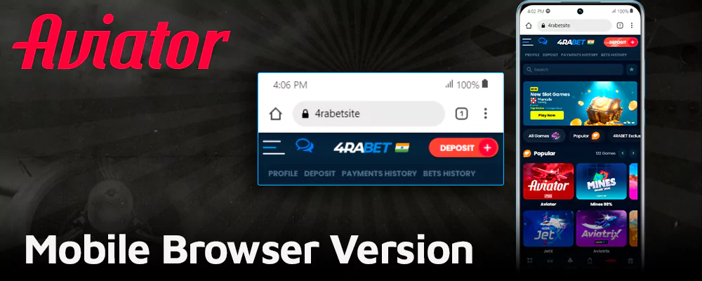Access 4rabet Aviator via Your Mobile Browser
