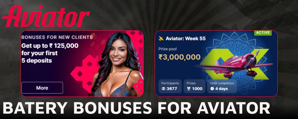 Current Aviator bonuses for players in India on Batery