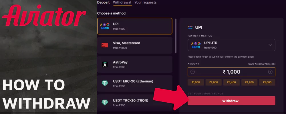 Guide to withdrawing funds from Batery for Aviator players in India