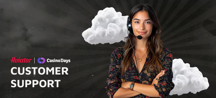Contact details and support information for Casino Days Aviator