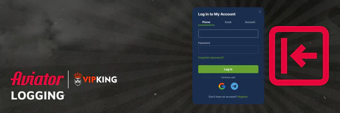 Getting started with Aviator at VipKing begins with a simple login